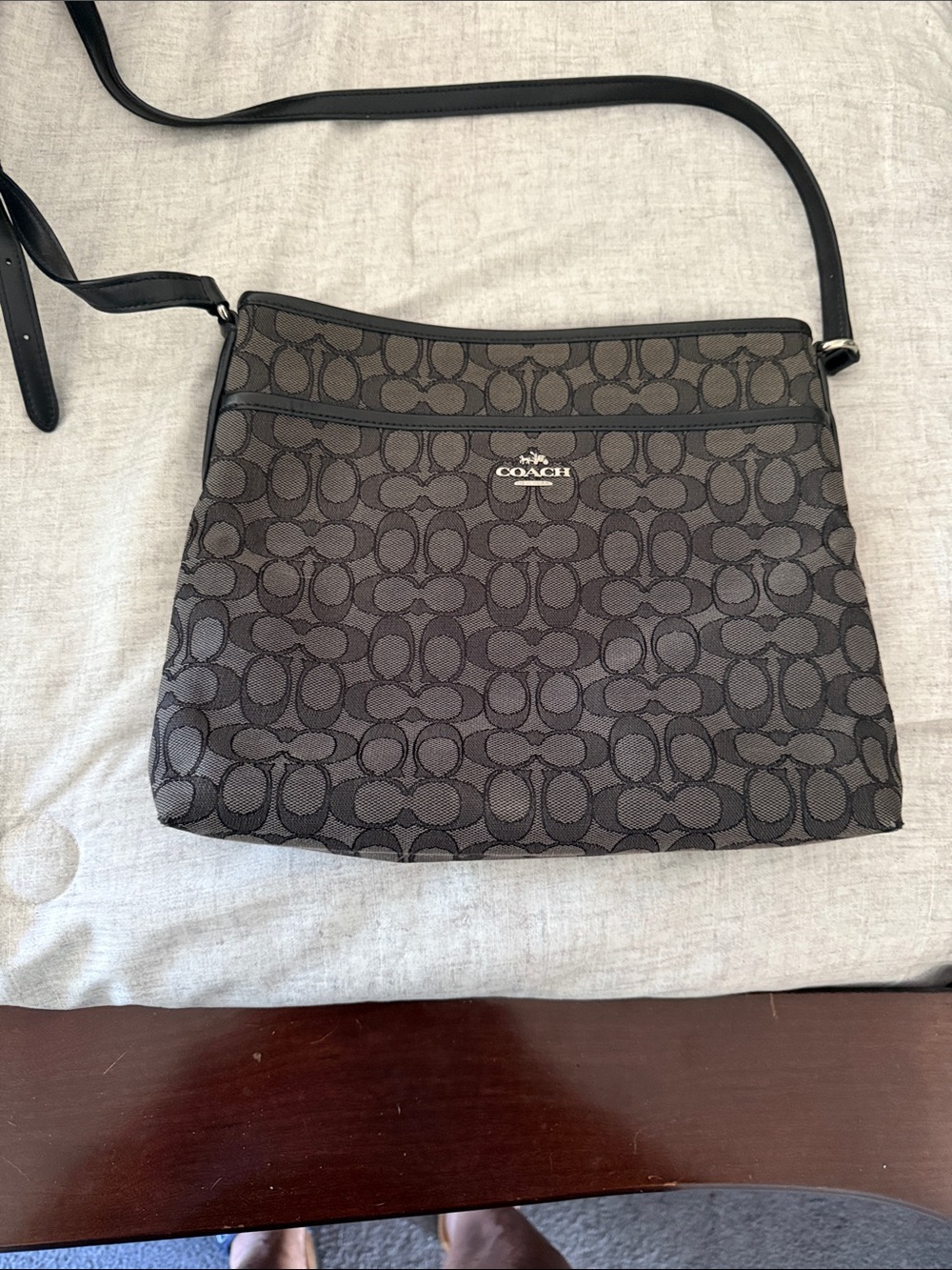 Coach Black and Charcoal Signature Messenger Crossbody